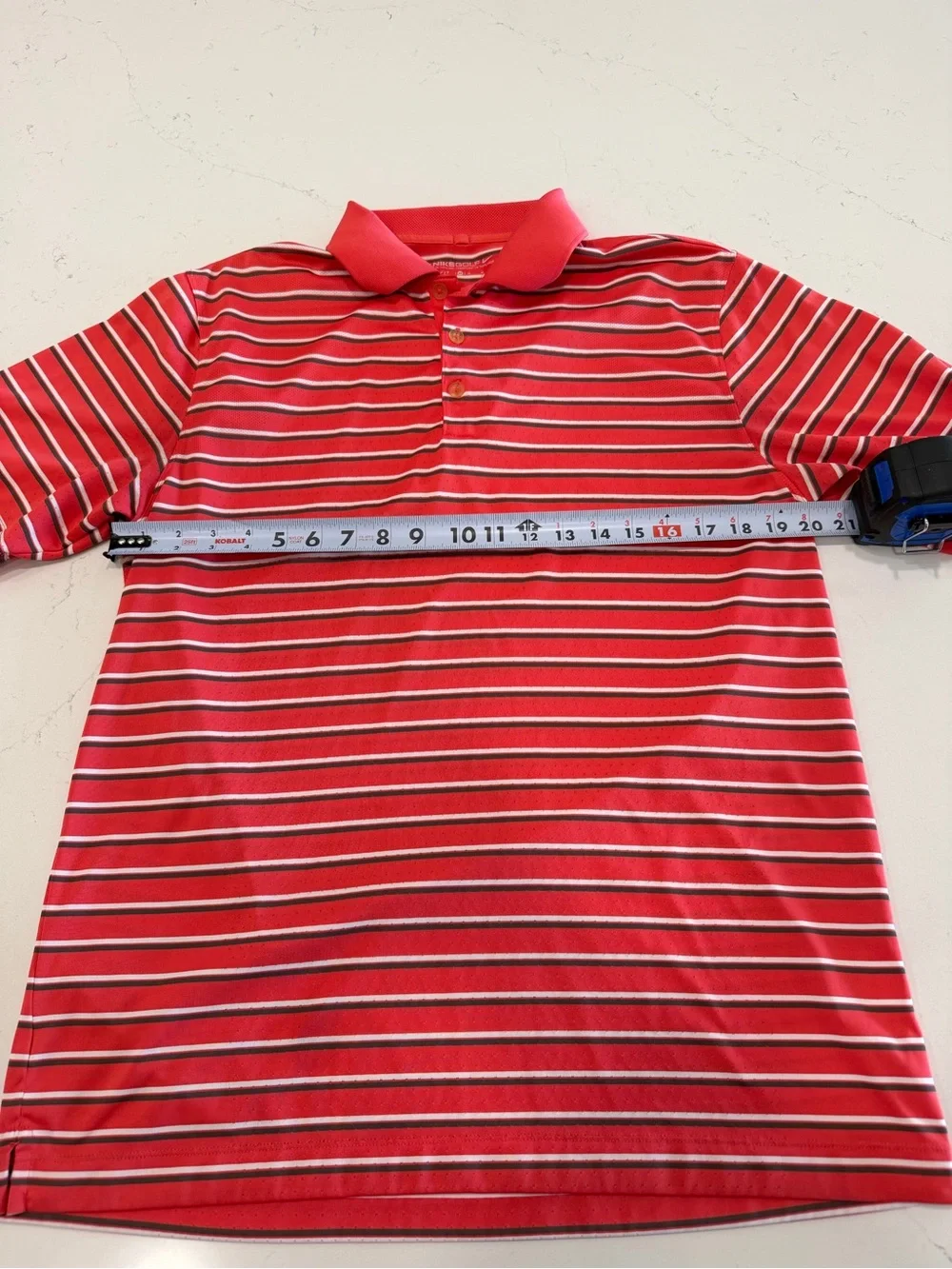 Nike Golf Men’s Dri-Fit Red Striped Performance Polo Shirt - Medium